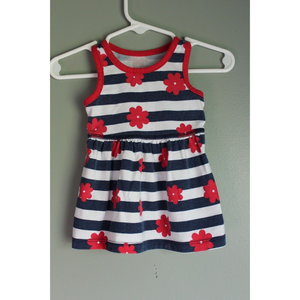 Healthtex Baby Girl 0-3M Dress Sleeveless Red White Blue 4th of July Patriotic